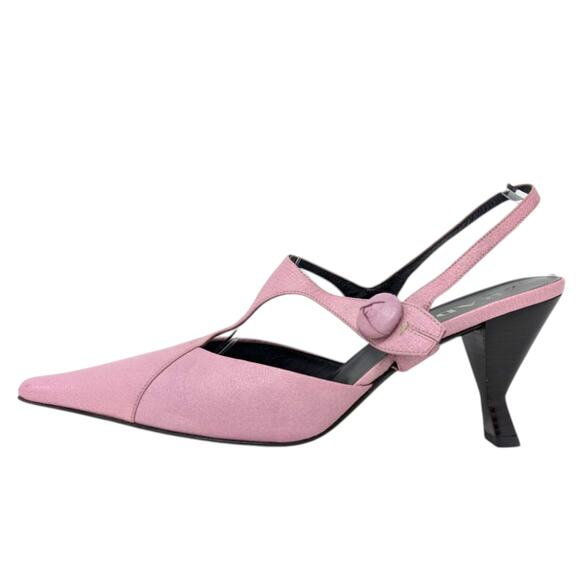 Prada Pink Leather Slingback Heels Size 40.5 - Picture 1 of 8